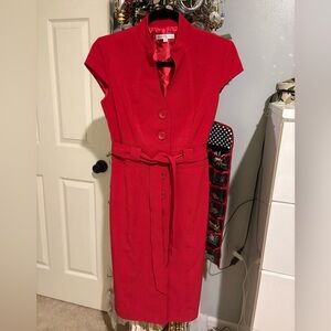 Sandra Darren Red Button-Down Dress
